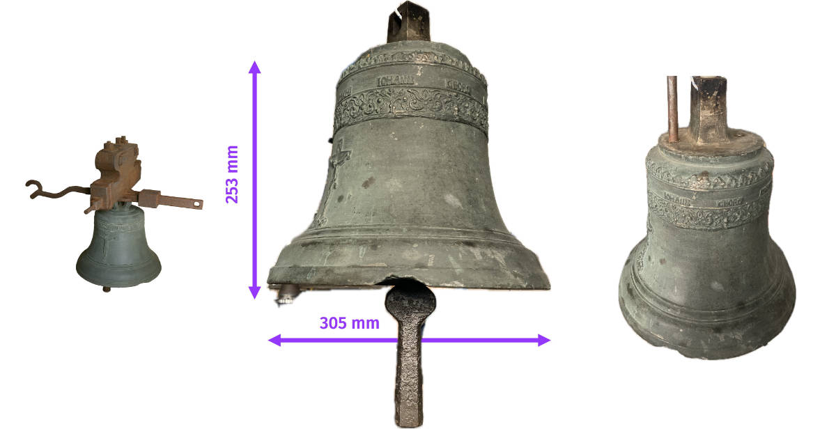 Fotografie skutečného modelu zvonu o hmotnosti 16,1 kg.