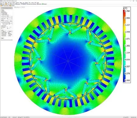 Elektrické testování: virtuální měření magnetického toku v synchronním motoru s permanentními magnety.